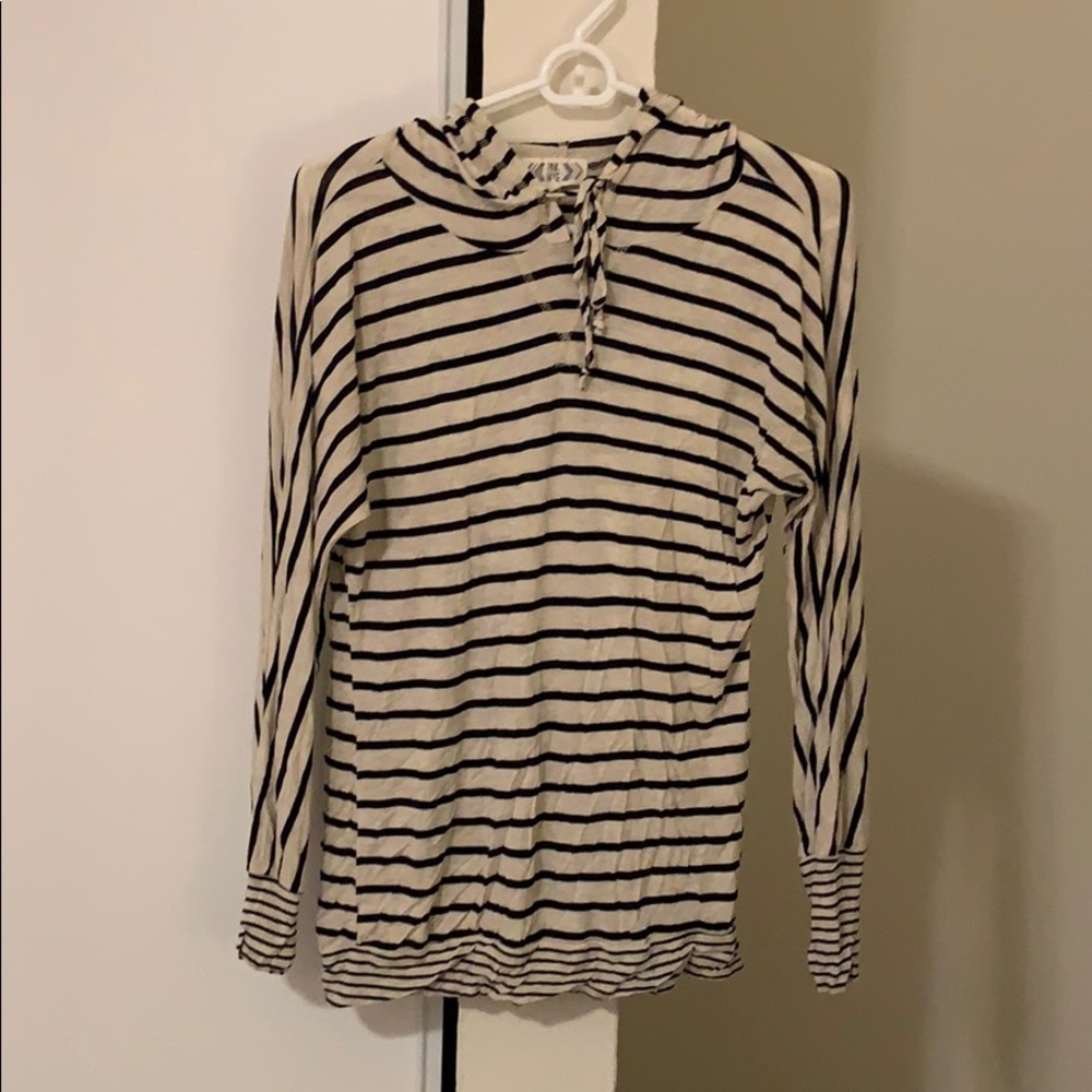 Stripped hooded top
